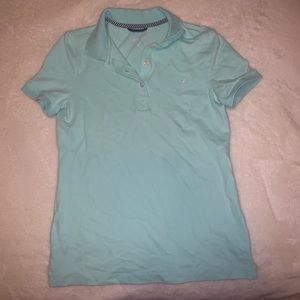 baby blue polo shirt